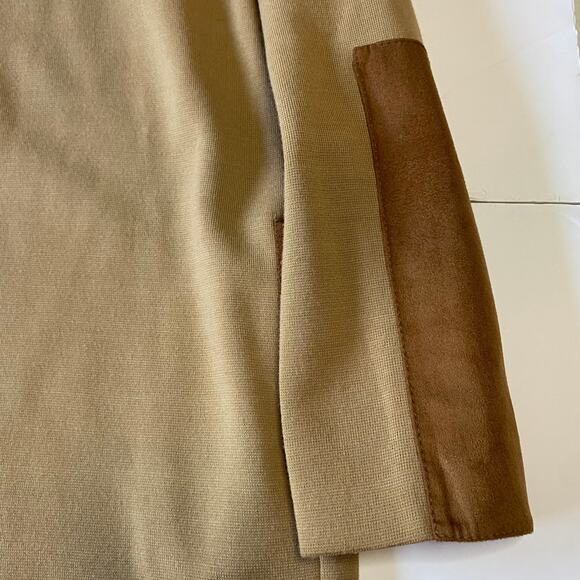 Jo No Fui Women's Tan Suede Trim Wool Blend Business Knee Length Dress 46 US 12 - Picture 4 of 11